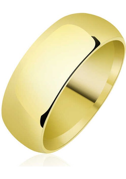8 mm Düz Bombeli Gold Gümüş Alyans