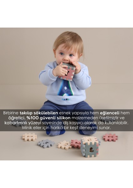 Bebek Silikon Küp Oyuncak - 6 Parça Hayvan Rakam Detaylı Çocuk Eğitici Oyuncak Renkli fiyatları