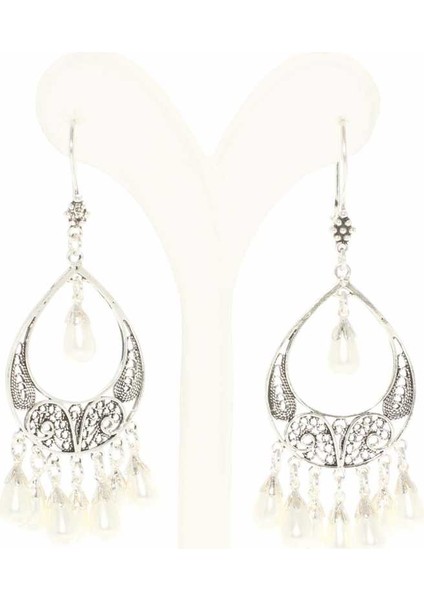 925 Ayar Gümüş Ay Modeli Beyaz İnci Taşlı Küpe fiyatları