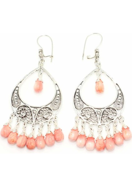 925 Ayar Gümüş Ay Modeli Pembe İnci Taşlı Küpe fiyatları