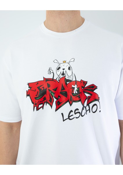 Oversıze Unisex Baskılı T-Shırt Crack Black modelleri