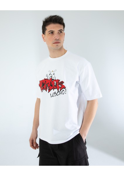 Oversıze Unisex Baskılı T-Shırt Crack Black indirimleri