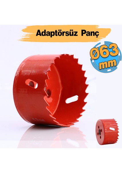 Bi Metal Panç Ø 63 mm Delik Açma Alçıpan Ahşap Pvc Delme Testeresi Adaptörsüz 1 Adet