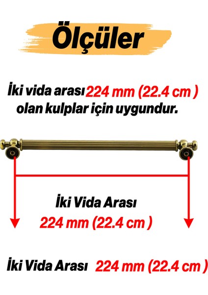 Mobilya Çekmece Mutfak Dolabı Dolap Kapak Kulpları Kulb Kulpu Antik Sarı Metal Kulp 224 mm fiyatları