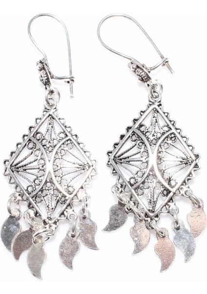 925 Ayar Gümüş Baklava Desenli Pullu Küpe modelleri