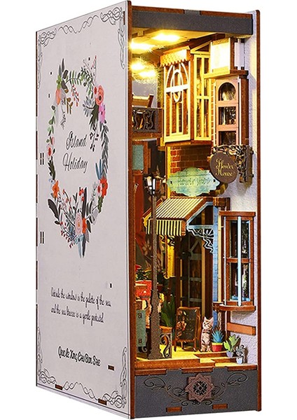 3D Ahşap Puzzle Kitap Destekleri, Kendin Yap Kitap Köşesi Seti, Sensörlü Işıkla (Yurt Dışından)