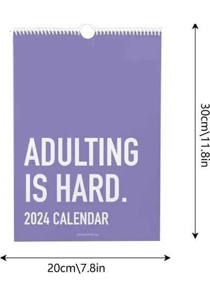 Yetişkin Olmak Zordur 2024 Takvimi 12 Aylık Program Kağıt Takvim 2024 (Yurt Dışından)
