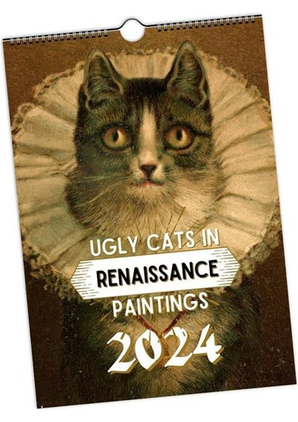 2024 Komik Rönesans Kedi Takvimi, Duvara Asılan Takvim (Yurt Dışından)