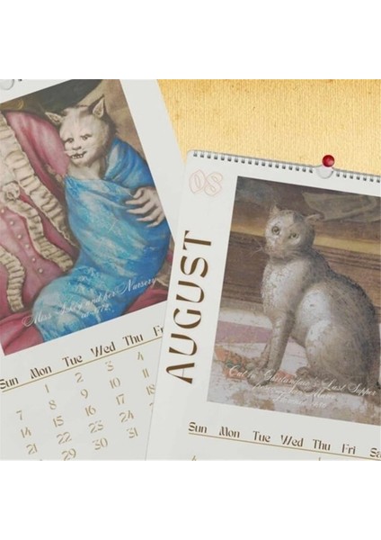 2024 Komik Rönesans Kedi Takvimi, Duvara Asılan Takvim (Yurt Dışından)