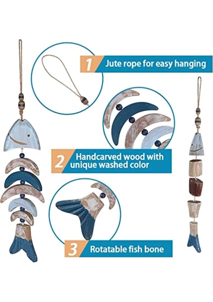 Balık Dekoru, Asılı Balık Çanı, Deniz Temalı, Göl Evi, 2 Adet (Yurt Dışından) indirimleri