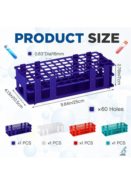 4 Adet Plastik Test Tüpü Rafı Test Tüpü Tutucu Rafı 60 Delik (Yurt Dışından) fiyatları