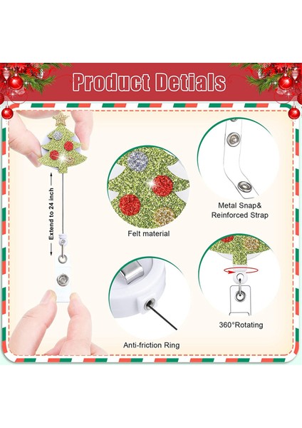 12 Adet Noel Rozeti Makarası Keçe Rozet Tutucu (Yurt Dışından)