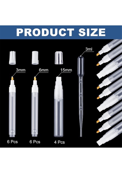16 Adet Yeniden Doldurulabilir Akrilik Boya Kalemleri 3 mm 6 mm 15 mm (Yurt Dışından)