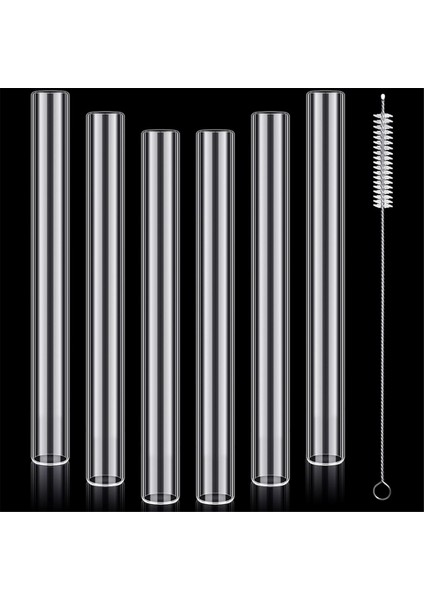 6 Adet 4 Inç Şeffaf Borosilikat Cam Tüp 12 mm Od 8 mm Id 2 mm Kalınlık (Yurt Dışından)