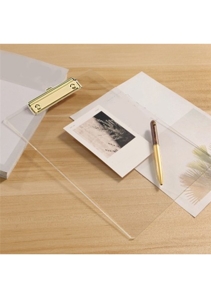 2 Paket Altın Klipsli Şeffaf Akrilik Pano, 8.8X12.2 A4 Mektup Boyutu (Yurt Dışından)