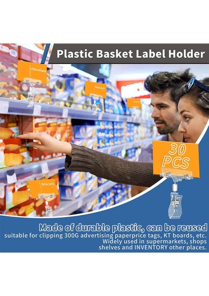 30 Adet Etiket Tutucu Işaret Klipsi, Plastik Şeffaf Döndürülebilir Işaret Klipsleri (Yurt Dışından)
