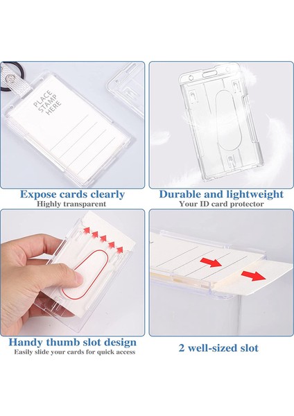 3'lü Paket Dikey 2'li Kartlık Rozet Tutucu ve Ağır Hizmet Tipi Geri Çekilebilir Anahtarlık (Yurt Dışından)