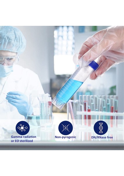 100 Dikey Santrifüj Tüpü, Sızdırmaz Kapaklı 50 ml Test Tüpü (Yurt Dışından)