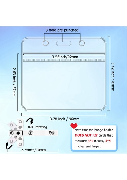 50 Adet Yatay Rozet Tutucu Metal Klipsli Şeffaf Isim Etiketi Rozeti (Yurt Dışından) fiyatları