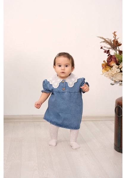 Kız Çocuk Yaka Detaylı Elbise