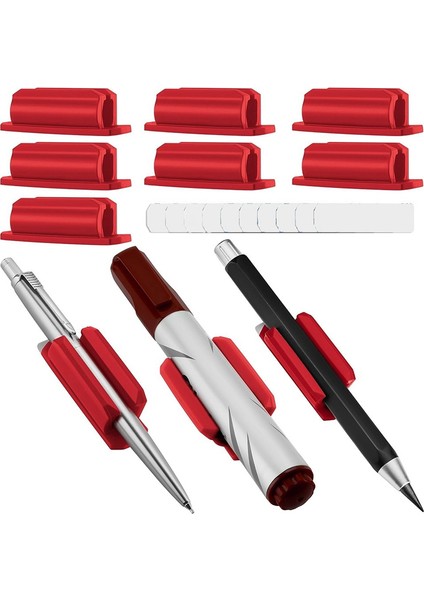 Kalemlik 10'lu Set Yapışkanlı Silikon Kalemlik Kırmızı (Yurt Dışından)