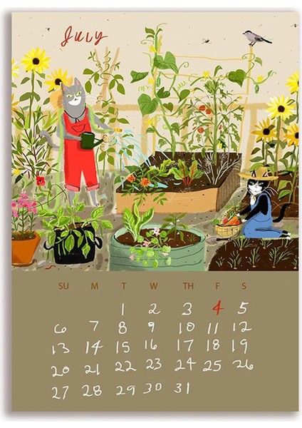 2025 Dans Eden Kedi Takvimi, 12 Aylık Kedi Temalı Takvim (Yurt Dışından)