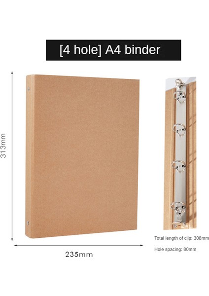 2 Adet A4 Kraft Kağıt Klasörler Yeniden Doldurulabilir Halkalı Dosya (Yurt Dışından)