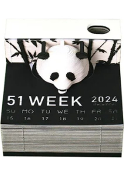 3D Kağıt Sanat Takvimi 2024 Panda 3D Not Defteri Not Blokları 3D Not Defteri (Yurt Dışından)