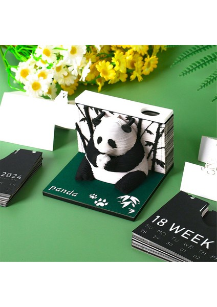3D Kağıt Sanat Takvimi 2024 Panda 3D Not Defteri Not Blokları 3D Not Defteri (Yurt Dışından)