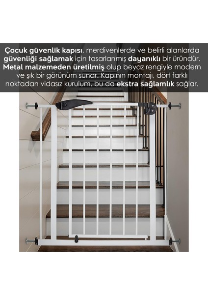 76 x 90 cm Bebek Çocuk Güvenlik Kapısı 76 x 90 cm Arası Kullanıma Uygun Ayarlanabilir Merdiven Korkuluk