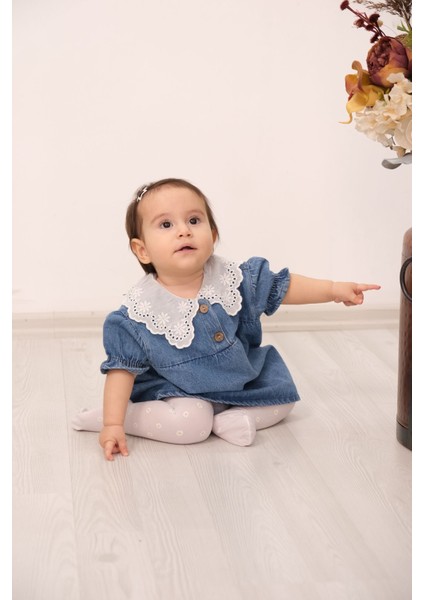 Kız Çocuk Yaka Detaylı Elbise