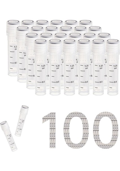 Kriyovialler Steril Tüpler 2ml Kapaklı Laboratuvar Şişeleri 100'LÜK Kriyovial Kutusu (Yurt Dışından)