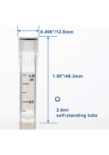 Kriyovialler Steril Tüpler 2ml Kapaklı Laboratuvar Şişeleri 100'LÜK Kriyovial Kutusu (Yurt Dışından)