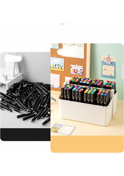 2 Paket Kalemlik Masa Rafı Ahşap Saplı, (Beyaz/sarı) (Yurt Dışından)