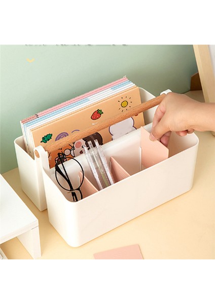 2 Paket Kalemlik Masa Rafı Ahşap Saplı, (Beyaz/sarı) (Yurt Dışından)
