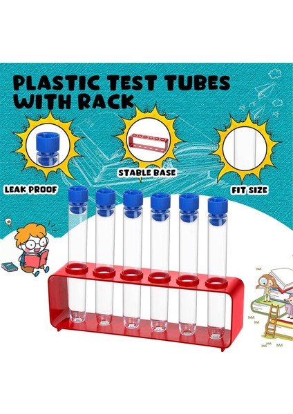 2 Takım 15X100MM Kapaklı Plastik Test Tüpleri ve 6 Delikli Tutucu Rafı (Yurt Dışından)