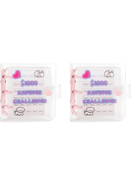 2pc 1000 Tasarruf Mücadelesi Klasörü, Yeniden Kullanılabilir Bütçe Klasörü Kitabı (Pembe) (Yurt Dışından)