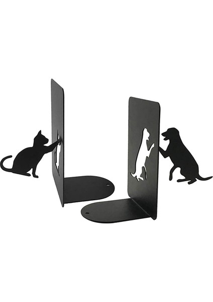 Metal Köpek Kedi Hayvan Sevimli Kitap Destekleri, Siyah Kitap Desteği Dekoratif (Yurt Dışından)