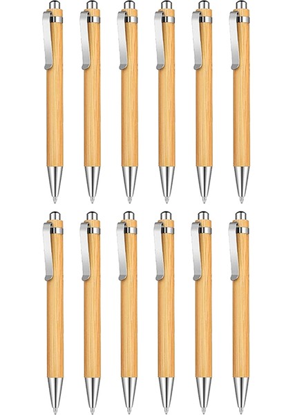 Bambu Geri Çekilebilir Tükenmez Kalem Siyah Mürekkep 1mm Ahşap Tükenmez Kalemler (Yurt Dışından)