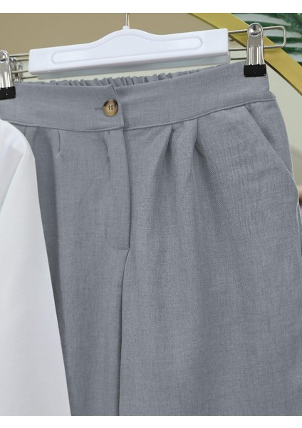Yeleği Bağcıklı Bol Paça Pantolonlu İkili Keten Takım(Ürüne Gömlek Dahil Değildir) fırsatları