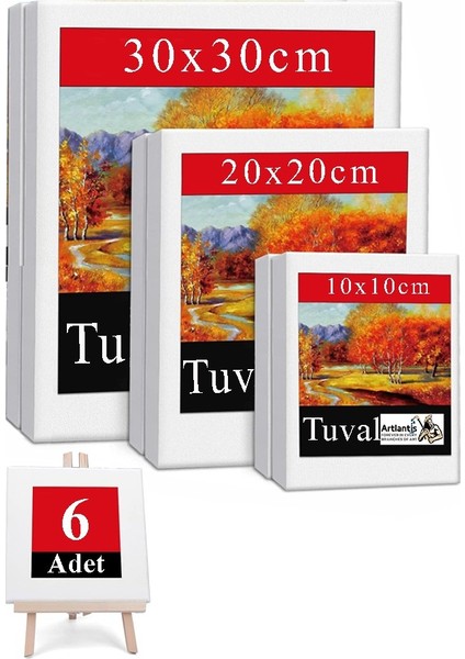 Kare Tuval 6 Adet 10X10 20X20 30X30 cm Boş Tuval Tablo Arkadan Zımbalı Resim Tuvali Akrilik Boya Yağlı Boya Sanat Hobi