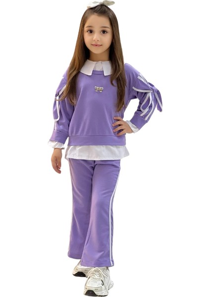 Kız Çocuk Tarz Lila Eşofman Takımı