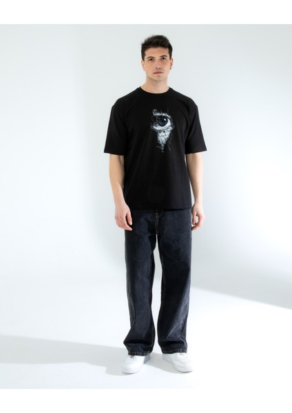 Oversıze Unisex Baskılı T-Shırt Eye