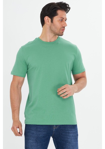 Erkek Pamuklu Bisiklet Yaka Tişört Yeşil 5014-Y fiyatları