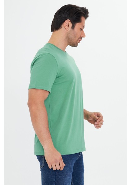 Erkek Pamuklu Bisiklet Yaka Tişört Yeşil 5014-Y modelleri