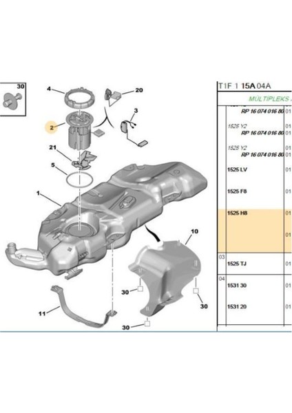 Yakıt Pompası Komple P206 Partner TU3JP 14 98- 8TF358106171 Tek Ebat fiyatları