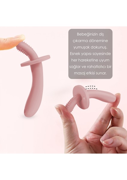 2'li Bebek Diş Kaşıyıcı Seti - Silikon Diş Kaşıma Emziği, Kaktüs Silikon Diş Kaşıyıcı - Pembe