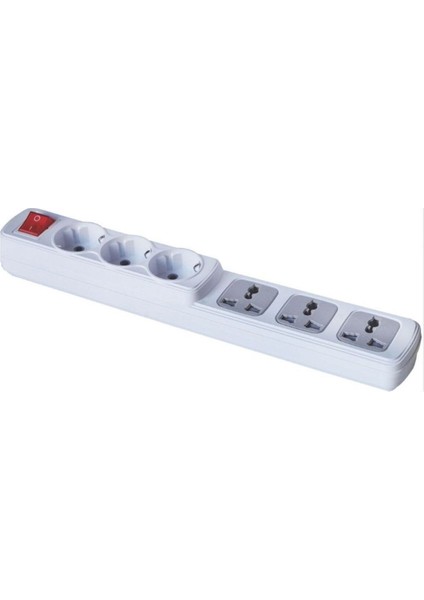 F302 – 3+3 Anahtarlı Universal Grup Priz Klemensli | Güvenli, Anahtarlı Çiftli Priz