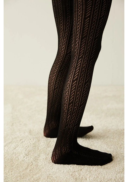 Kız Çocuk Siyah Cooler Desenli Kış Filesi Pamuklu File Külotlu Çorap fiyatları