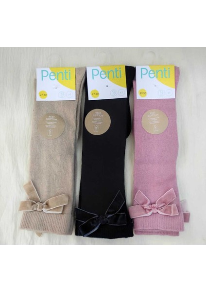 3^lü Paket Kız Çocuk Ribbon Pantolon Çorabı